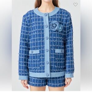 Tweed And Denim Jacket Blazer